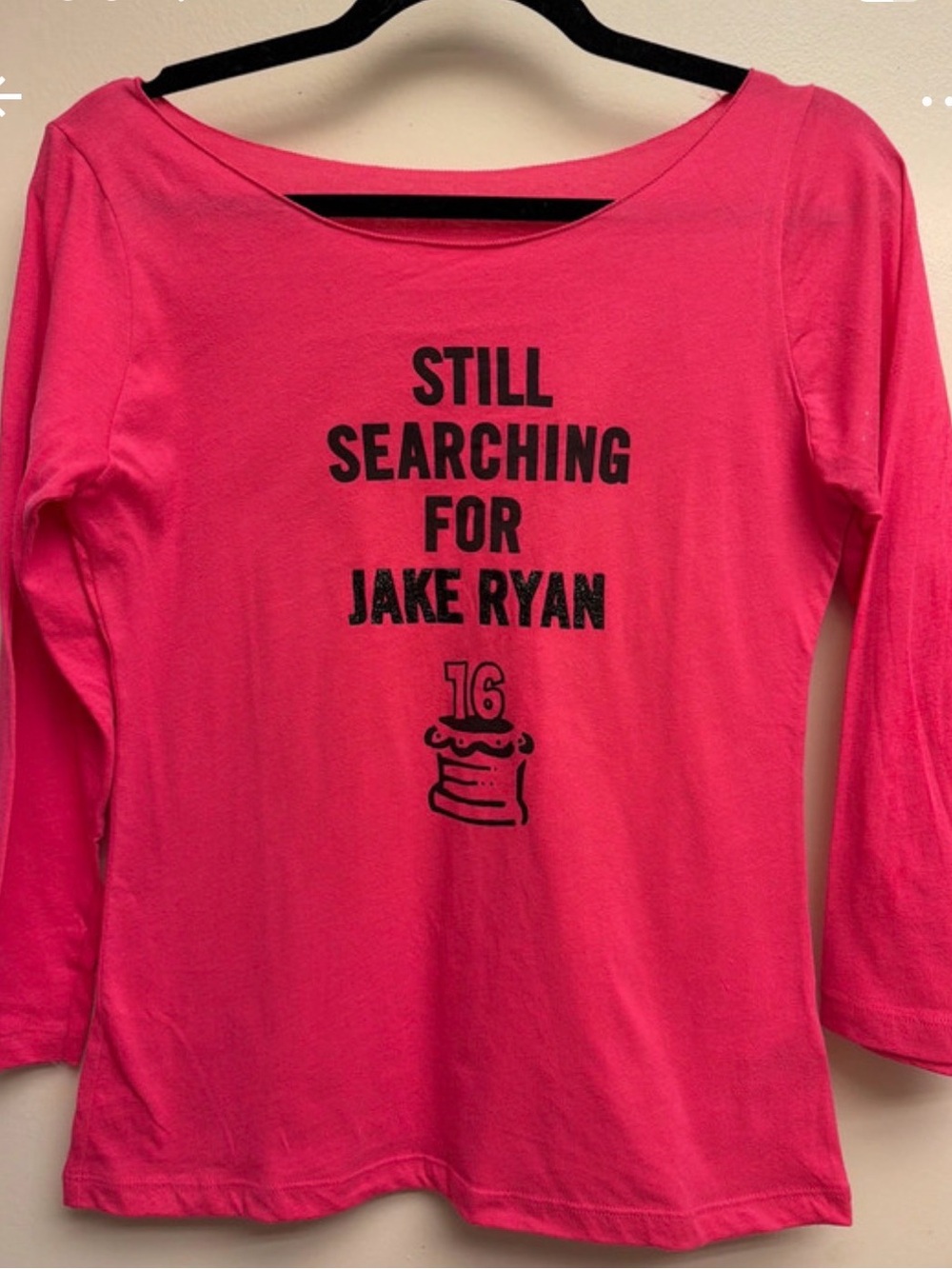 80s GenX 16 Candles Movie Hot Pink Cotton Graphic Long-Sleeve Tee shirt - Med